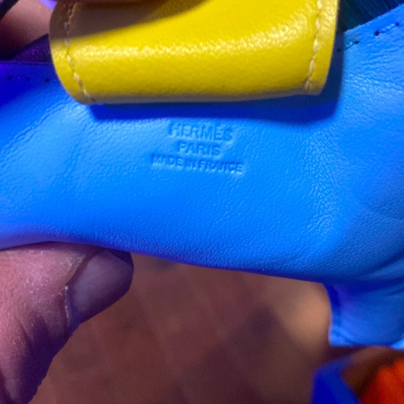 Authentic Hermes Rodeo MM Lambskin Horse Bag Charm-Blue Yellow Milo lambskin - Picture 2 of 3